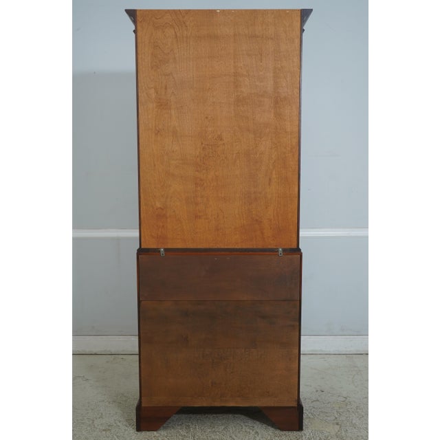 1980s Henkel Harris Cherry Secretary Desk W. Bookcase Top For Sale - Image 17 of 18