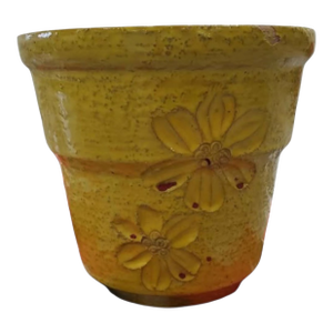 Vintage 1960 Bitossi Italy Yellow Floral Pot