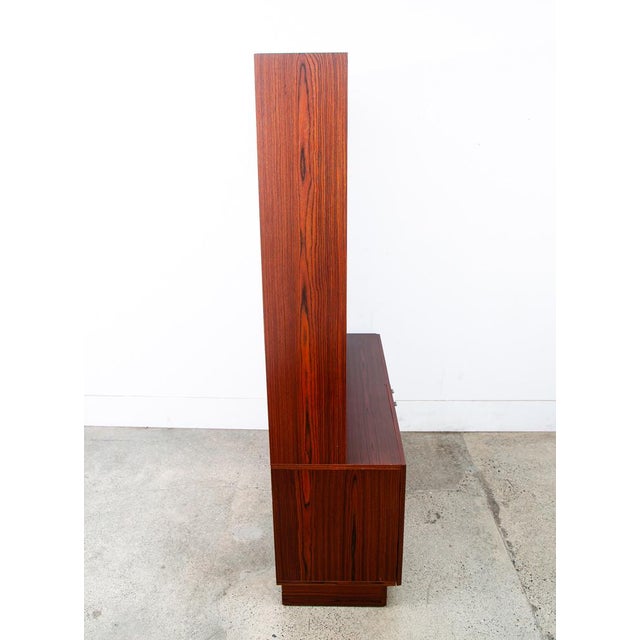 Mid Century Danish Modern Cabinet Rosewood Bookshelf Shelves Metal Handles MCM For Sale - Image 4 of 12
