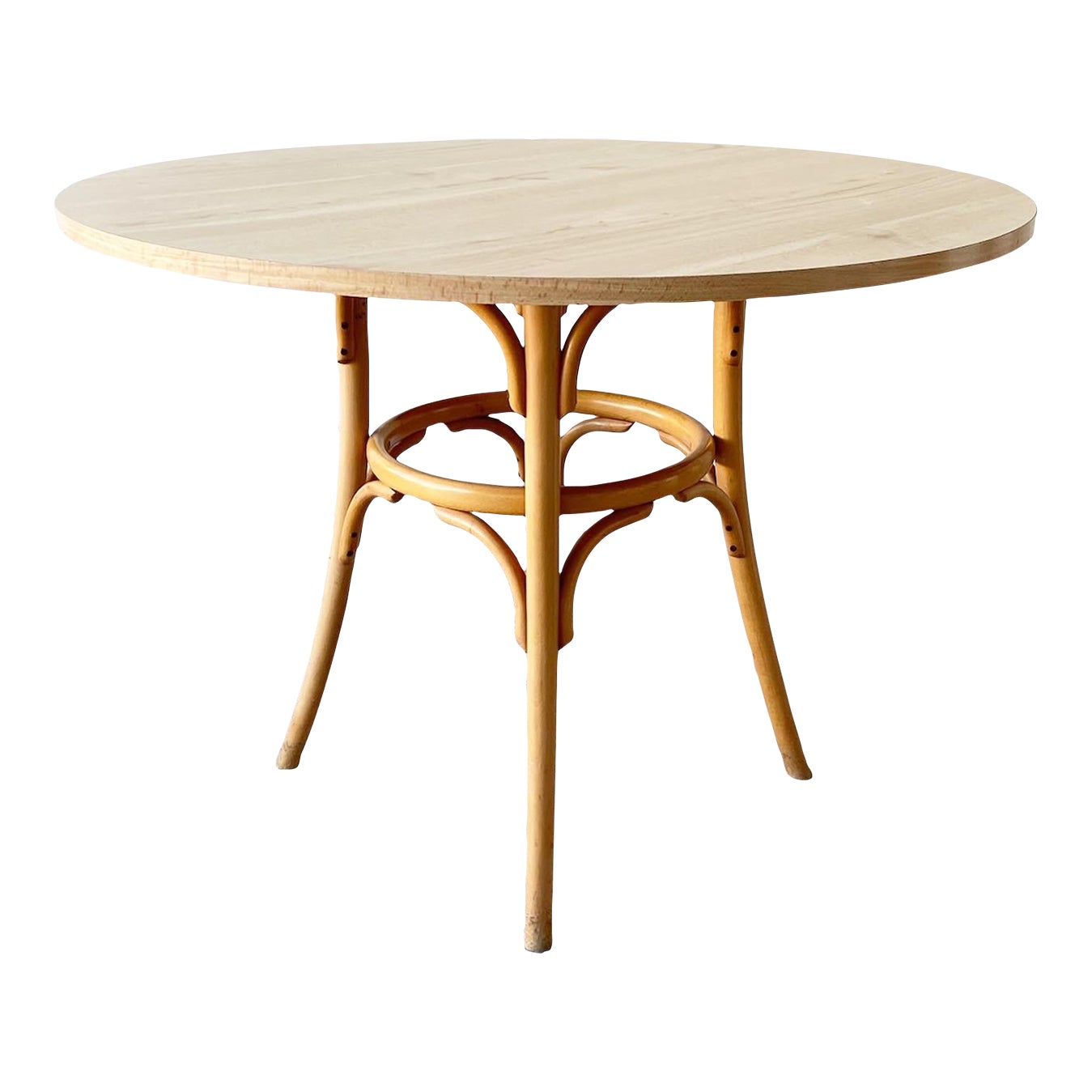 Boho Chic Wood Grain Laminate Top Bent Wood Dining Table Chairish