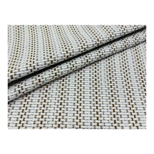 Pierre Frey F3263011 Moorea Coco Off White Brown Indoor Outdoor Woven Stripe Tweed Upholstery Fabric