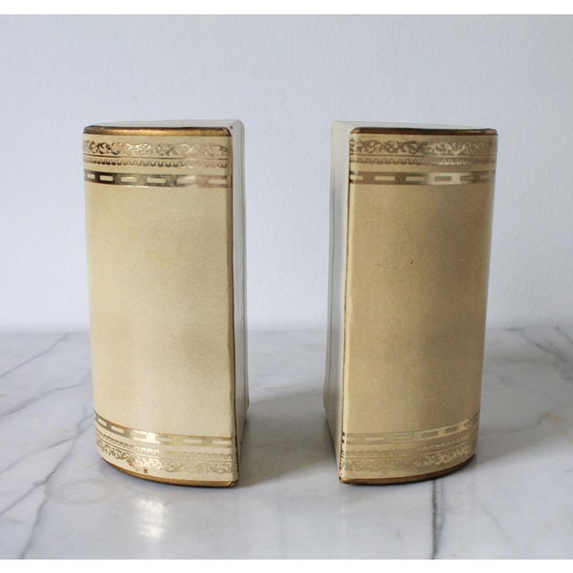 Pair of Vintage Leather Wrapped Bookends For Sale - Image 4 of 11