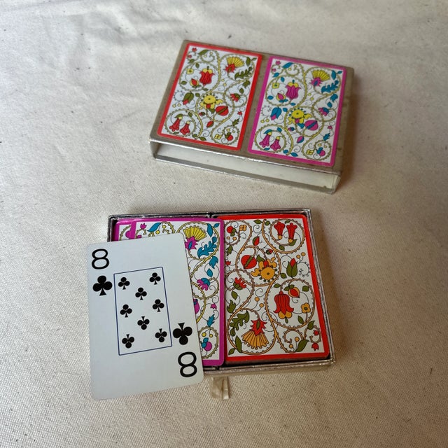 1970s Vintage Colorful Floral Boho Double Set of Congress Playing Cards For Sale - Image 5 of 5