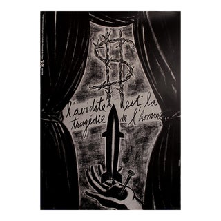 1989 Original Poster for Artis 89's Images Internationales Pour Les Droits De l'Homme Et Du Citoyen - L'Avidité Est La Tragédie De l'Homme For Sale