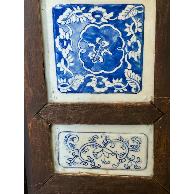 Pair Chinese Framed Tiles Panels For Sale - Image 4 of 9