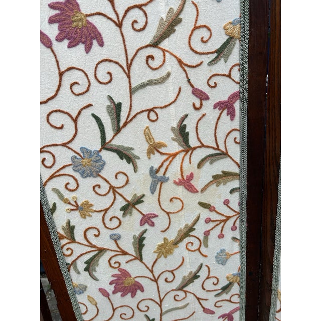 Early 20th Century Antique Crewel Folding Screen For Sale - Image 5 of 7