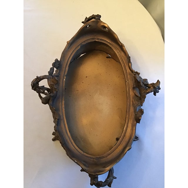 Antique Art Nouveau Metal Jardinière Planter Centerpiece, Cupid & Berry Vining Motif, Signed De Meyer, Removable Liner Included For Sale - Image 12 of 12