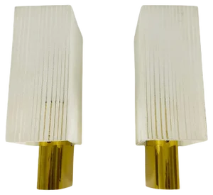 German Brass and Glass Sconces, 1960s, Set of 2