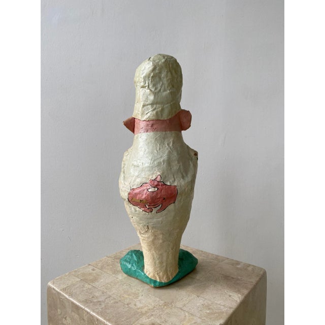 Cream Vintage Folk Art Henri's Restaurant Paper Maché "Florida Money" Bank, Circa 70s-80s For Sale - Image 8 of 13