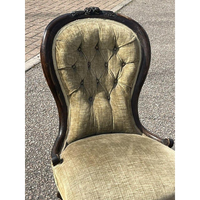 Victorian Chair with White Porcelain Castors For Sale - Image 3 of 11