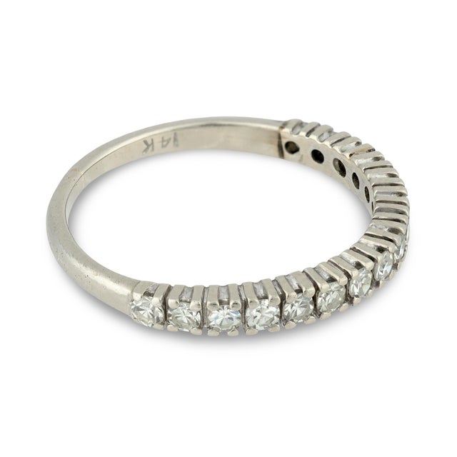 1960s Mid Century Diamond 14k White Gold Half Eternity Band, Size 7 For Sale - Image 4 of 8