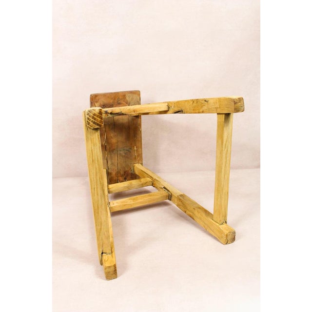 Vintage Rustic Stool in Elm For Sale - Image 4 of 5