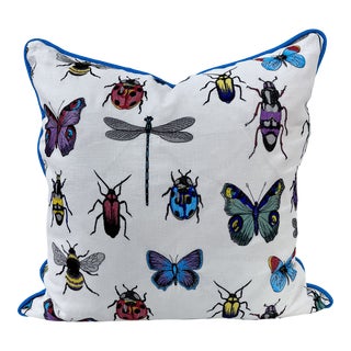 Early 21st Century Embroidered Insect Decorative Pillow For Sale