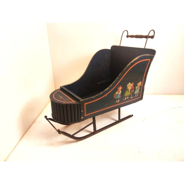 Vintage Black Wood Sled For Sale - Image 4 of 10