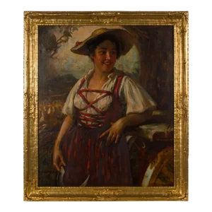 Carl Kricheldorf (1863-1934) - Late 19th Century Oil, Rural Woman