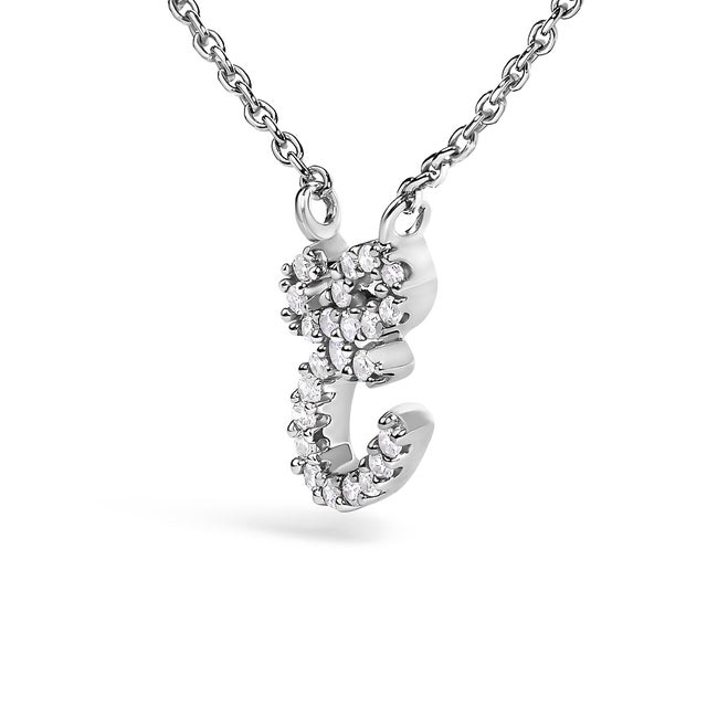 Contemporary 10K White Gold Diamond Accent "E" Initial Script Style Pendant Necklace For Sale - Image 3 of 5