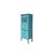 Distressed Aqua Blue Slim Wood Carving Shutter Doors Storage Cabinet For Sale - Image 4 of 5