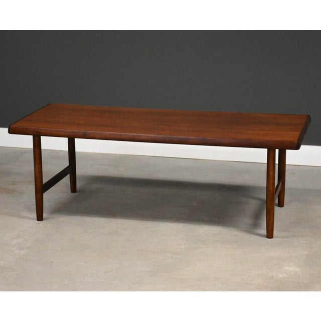 Mid-Century Modern 1960s Refinished Tall Danish Modern Teak Coffee Table For Sale - Image 3 of 8