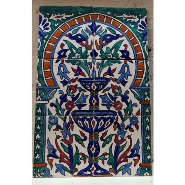 Green Jugendstil Ceramic Tile Panel With Floral Motif, Early 20th Century. For Sale - Image 8 of 8