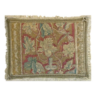 Antique 17th Century Brussels Tapestry Pillow - 20'' X 16'' For Sale