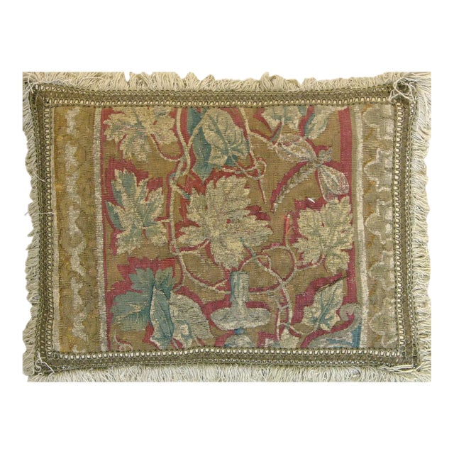 Antique 17th Century Brussels Tapestry Pillow - 20'' X 16'' For Sale