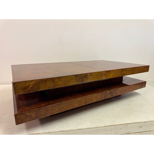 Brown Lacquered Goatskin Sliding Coffee Table, Italy, 1970s For Sale - Image 11 of 18