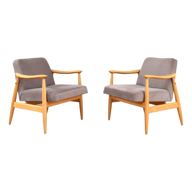 Mid-Century Modern Polish Lounge Chairs by J. Kędziorek, 1960s, Set of 2 For Sale