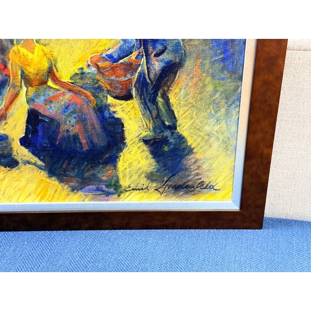 1960s Rare Original Signed Emille Lindenfeld (Hungary 1905-1986) Oil Painting For Sale - Image 5 of 12