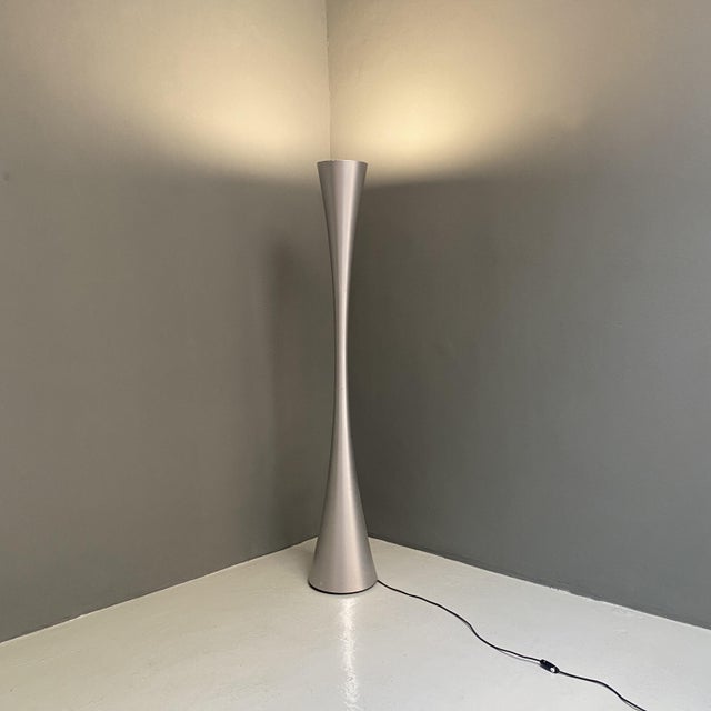 Silver Italian Modern Chromed Flared Plastic Floor Lamp, 1990s For Sale - Image 8 of 18