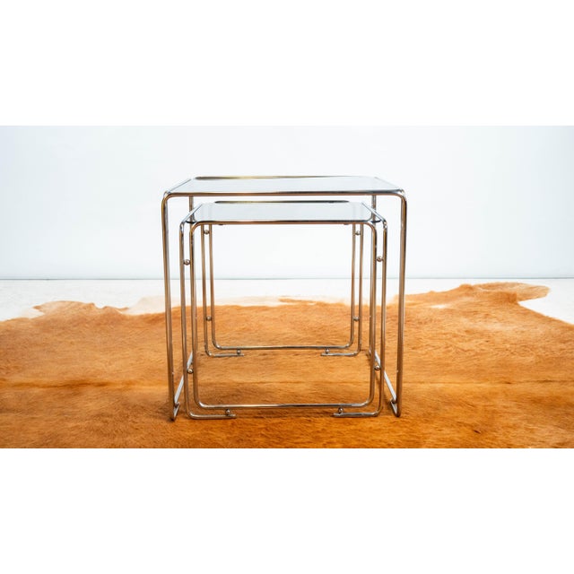 1970s Mid Century Chrome Nesting Tables, Set of 2 For Sale - Image 10 of 16