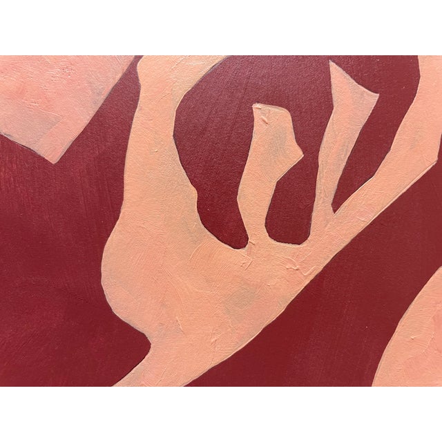 2026 "Piegare" Abstract Botanical Painting on Cotton Paper by Artist r.k. Red For Sale - Image 4 of 5