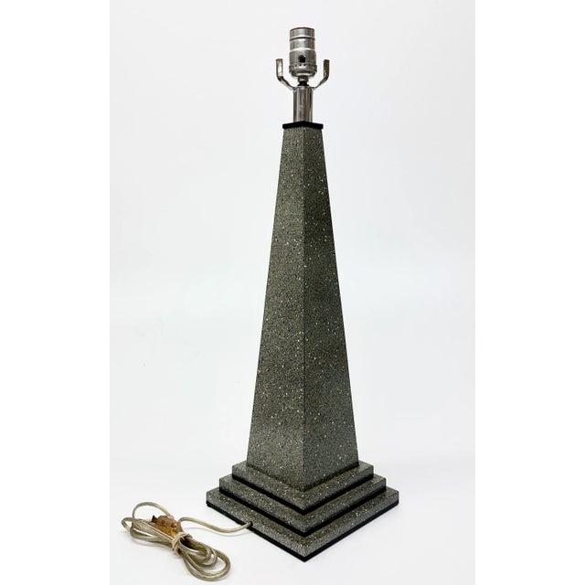 Mid-Century Modern Relocation Super Sale! High 1980s Postmodern Gray Obelisk Table Lamp For Sale - Image 3 of 7