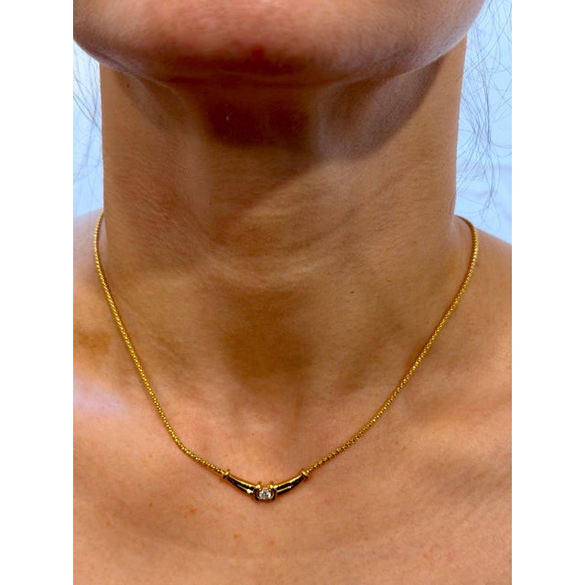 Vintage 20 Pointer White Diamond Necklace 14 Karat Yellow Gold, 18 Inch Long For Sale - Image 13 of 18