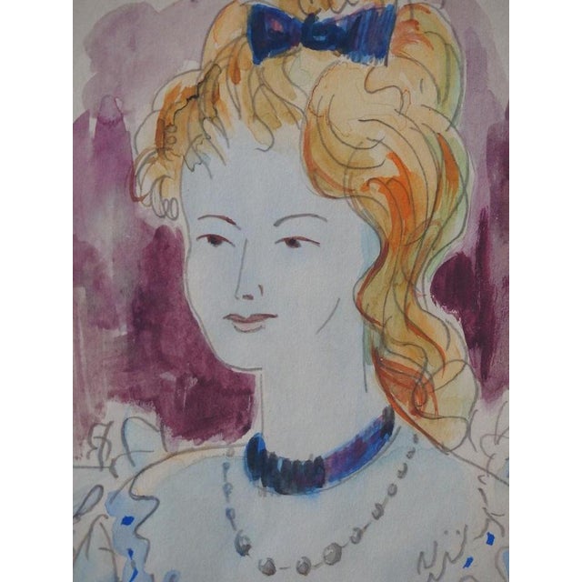 Emilio Grau Sala, Young Blonde Woman, Original Watercolour For Sale - Image 3 of 5