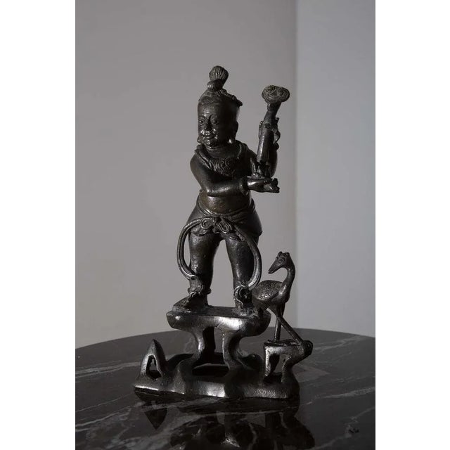 Black Chinese Ming Dynasty Bronze Taoist Figure, 16th Century For Sale - Image 8 of 8