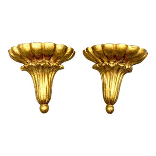 Vintage Italian Florentine Giltwood Wall Brackets - A Pair For Sale