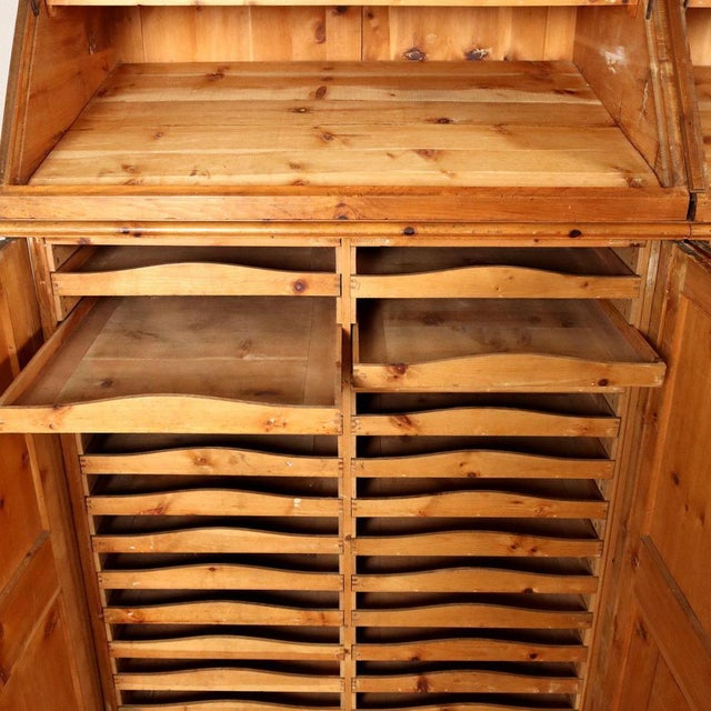 Large Cypress Wood and Blown Glass Showcase, Early 20th Century For Sale - Image 4 of 9