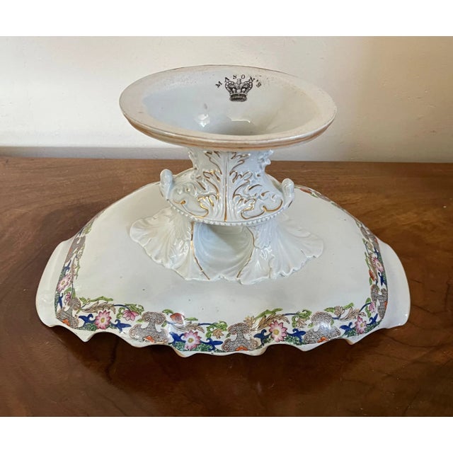 Antique Early 19th Century Mason's Patent Ironstone China Tazza Centerpiece Compote in the Chinese Table and Vase Pattern For Sale In New York - Image 6 of 13