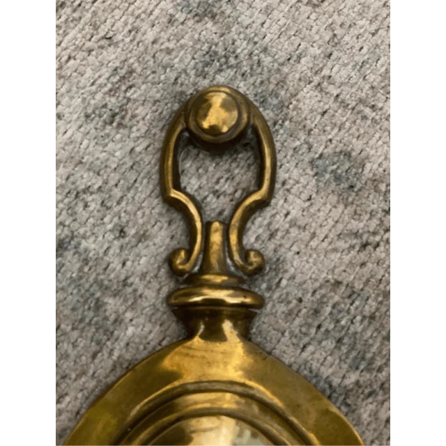 Antique Solid Brass Dutch Colonial Style Wall Sconce With Pull Two Light For Sale - Image 4 of 6