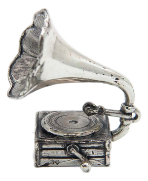 Vintage Miniature Silver Gramophone