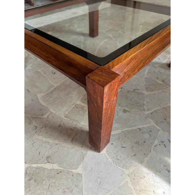 Square Coffee Table in Walnut and Mirrored Glass, Italy, 1970s For Sale - Image 4 of 9