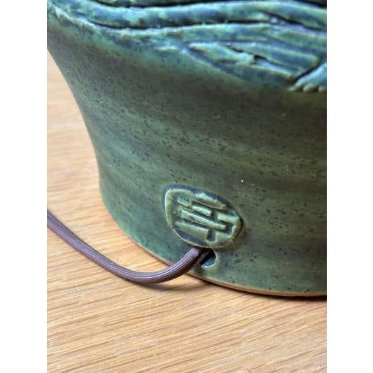 1980s Lee Rosen Mid-Century Ceramic Green Glaze Table Lamp For Sale In Philadelphia - Image 6 of 12