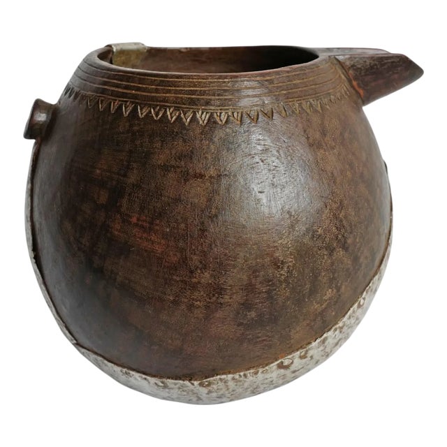 Vintage African Rustic Tribal Village Pitcher For Sale