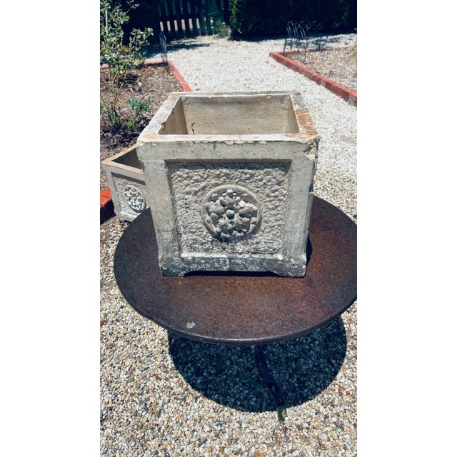 1940s Vintage Cement Planter Boxes With Motif - Set of 4 For Sale - Image 9 of 11
