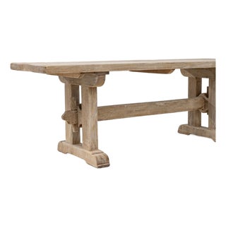 Mid 20th Century France Antique White Wood Dining Table For Sale