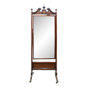 Late 19th Century English Edwardian, Mahogany/Satin Wood Cheval Mirror