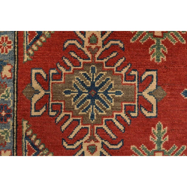 Kazak Rug 9’2” X 11’9” Red Wool Tribal Hand-Knotted Oriental Carpet For Sale - Image 11 of 15