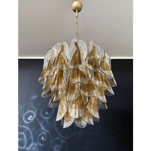 Italian Murano Chandelier Amber Glass – 41 “Swallows” Amber Glass For Sale In Los Angeles - Image 6 of 12