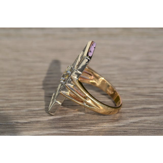 Contemporary The Analia: Ladies Antique Two Tone Diamond Ring in 14K For Sale - Image 3 of 9