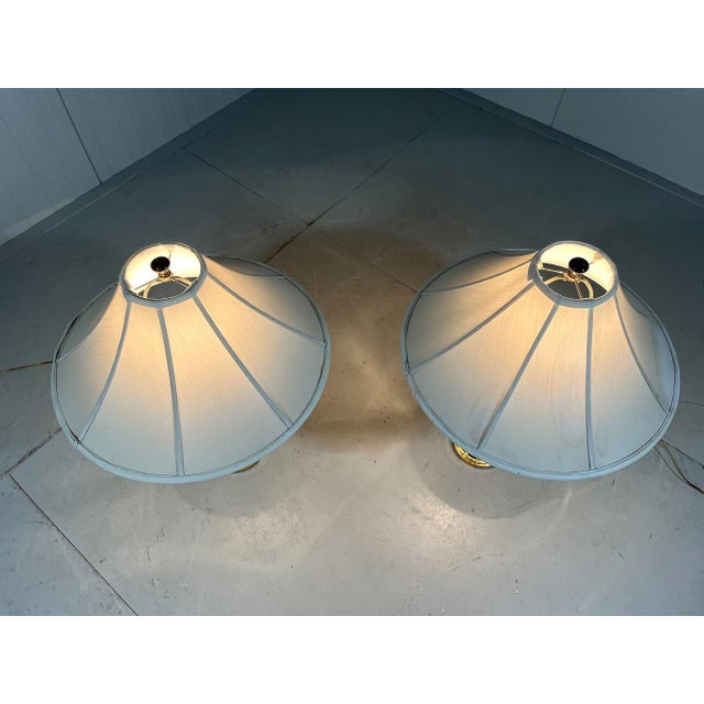 Cream Large Crystal and Brass Table Lamps, 1960s, Set of 2 For Sale - Image 8 of 18